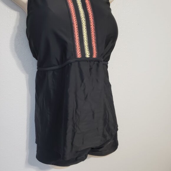 Black Women's Tankini Swimsuit 3X Plus Size Swim Shorts True Craft 2 Piece Suit - Picture 3 of 15